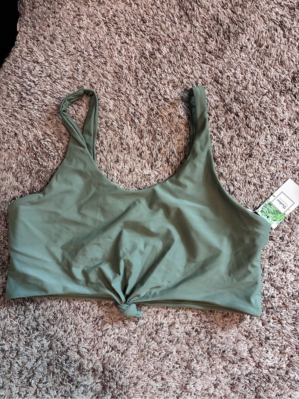 Knot-Front Olive Green Bikini Top